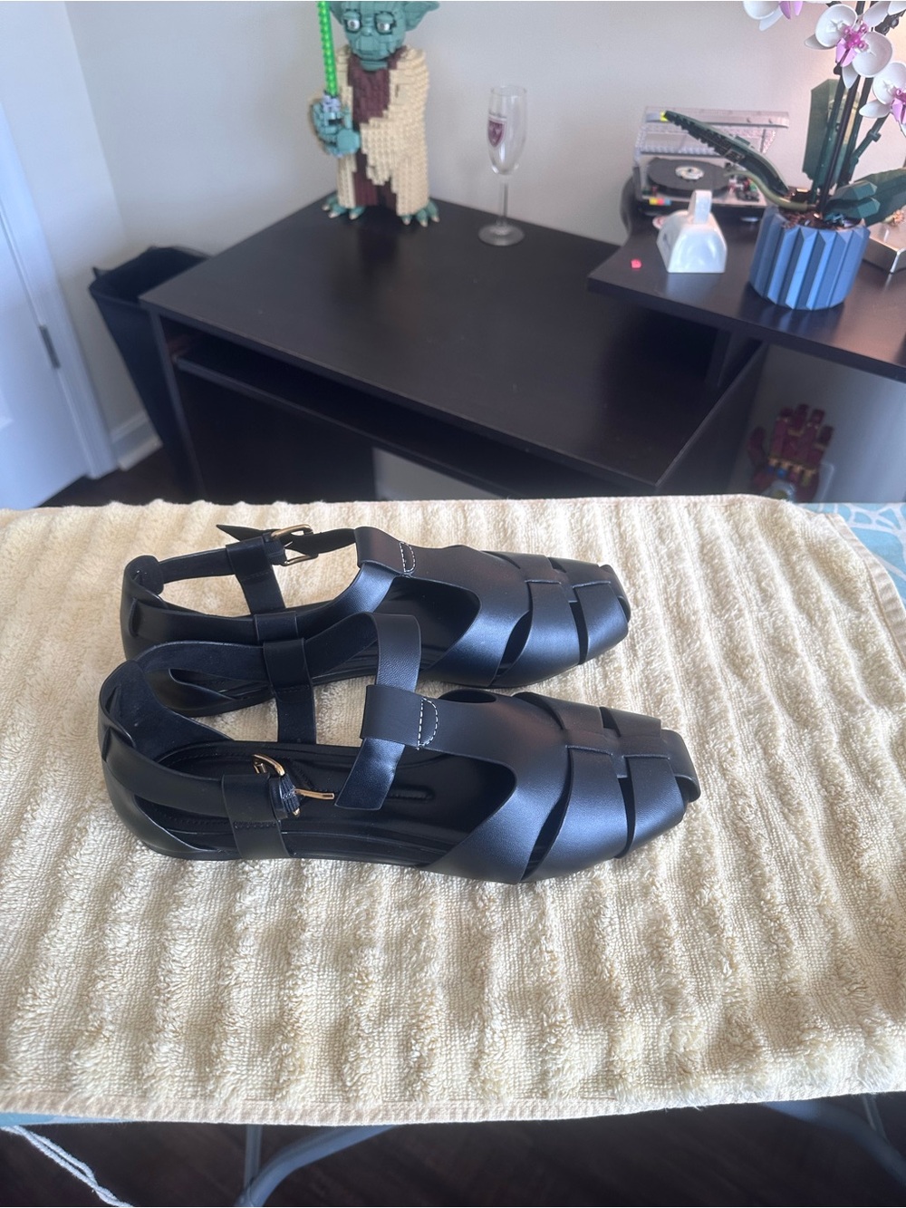 Zara Black Woven Strappy Fishermen Sandals New without tags.